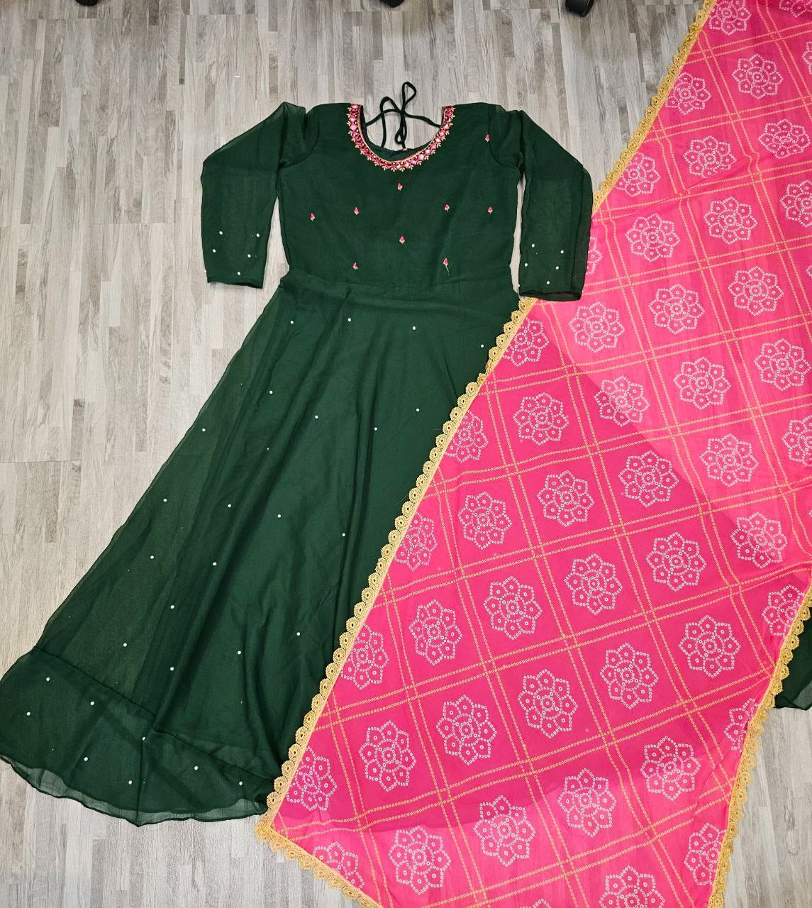 Women's Gown Kurta With Dupatta, Long Kurti Ethnic Dress Set