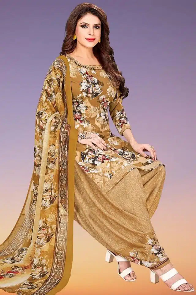 Crepe Printed Unstitched Dress Material for Women
