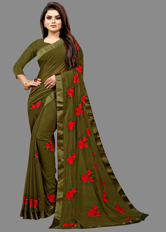Georgette Embroidered Saree for Women