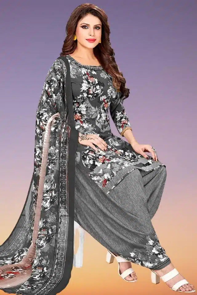 Crepe Printed Unstitched Dress Material for Women