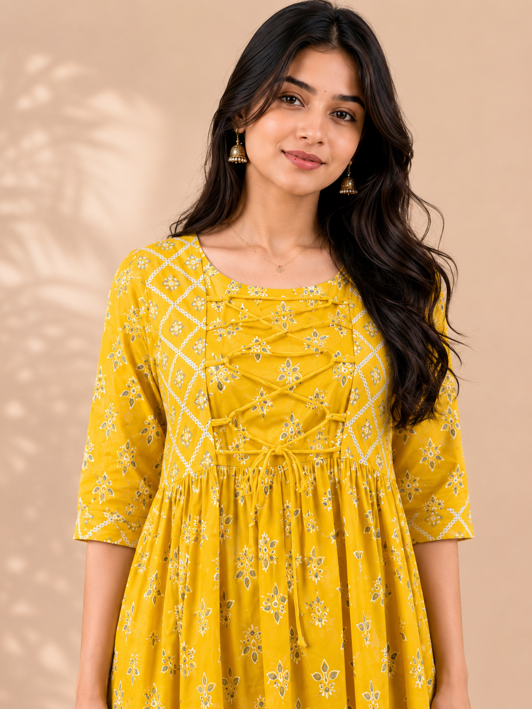 Yellow Printed Flair Short Kurti Stylish Women's Floral Printed Top
