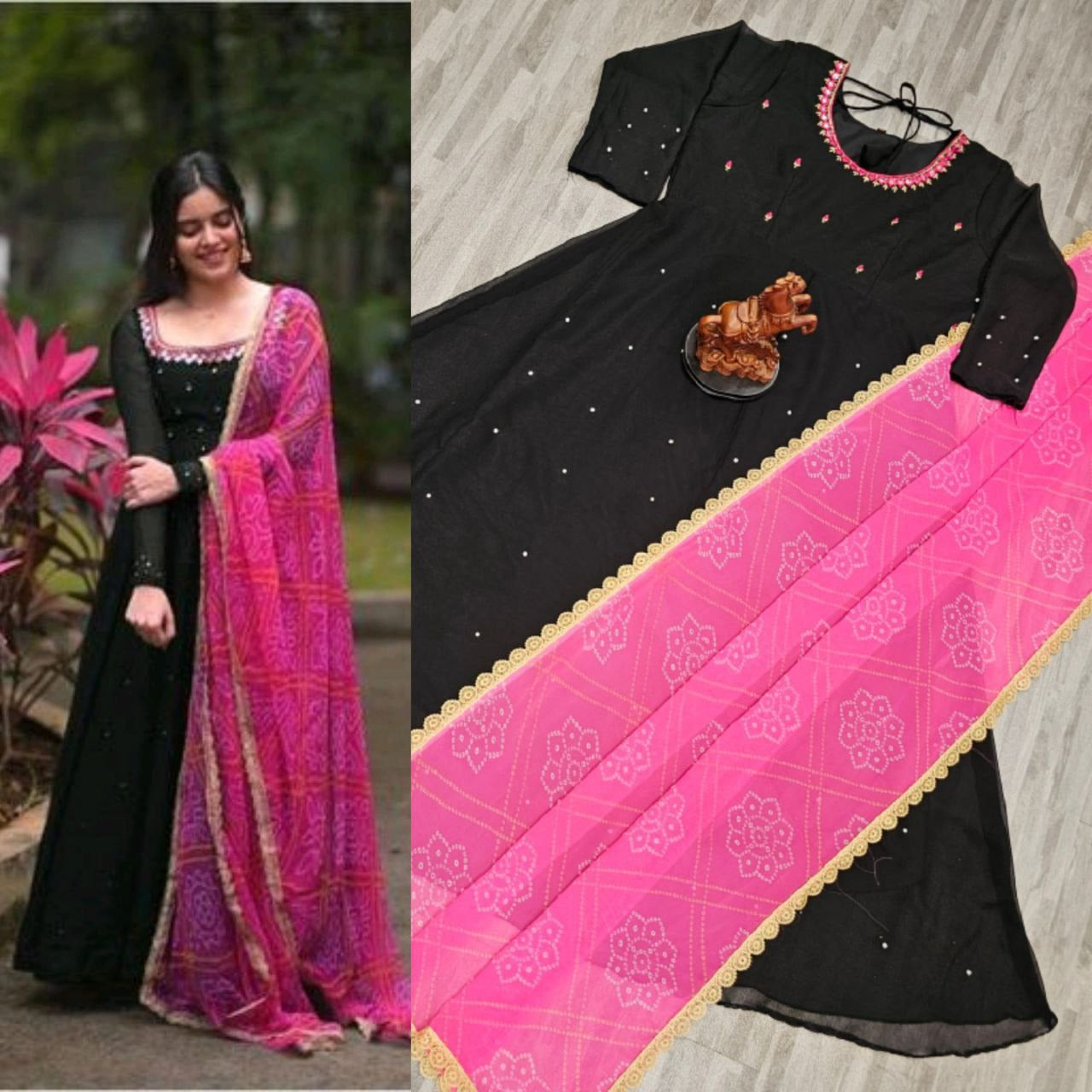 Women's Gown Kurta With Dupatta, Long Kurti Ethnic Dress Set