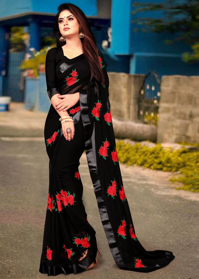 Georgette Embroidered Saree for Women
