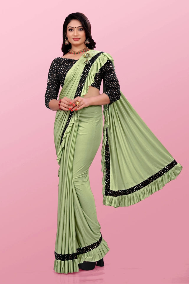 Lycra Blend Solid Saree for Women