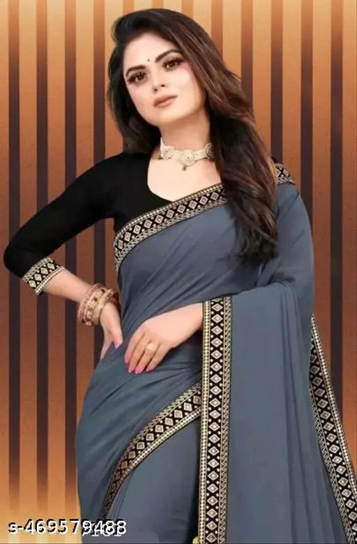 Lycra Blend Solid Saree for Women