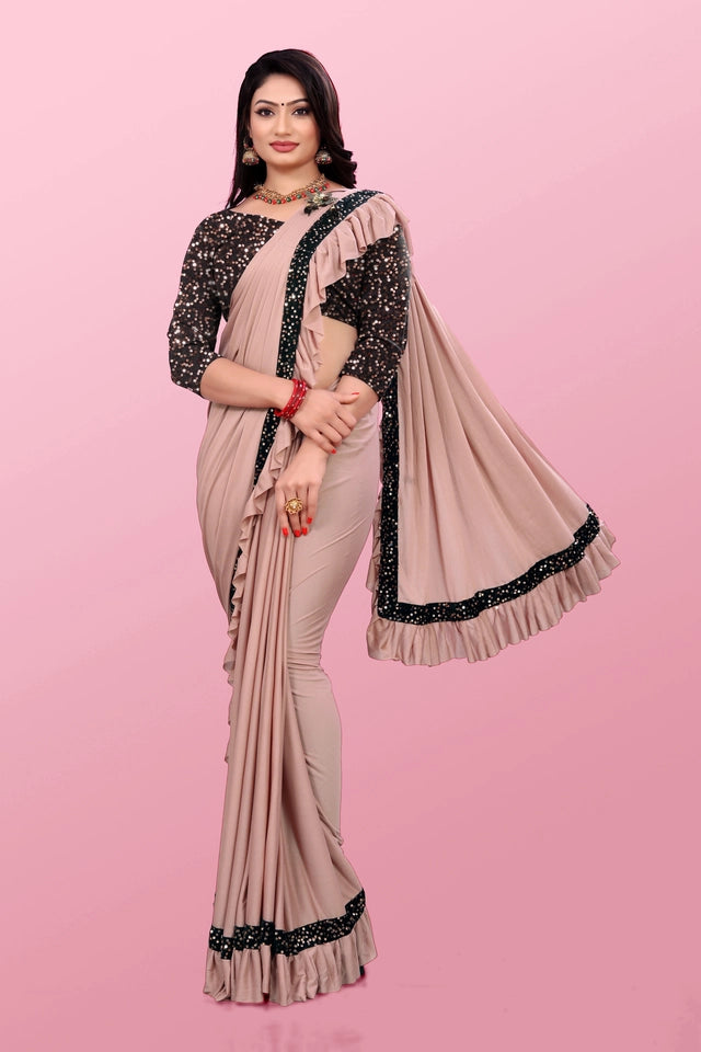 Lycra Blend Solid Saree for Women