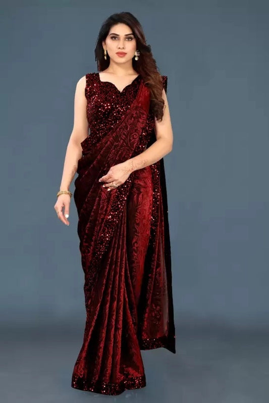 Lycra Blend Solid Saree for Women