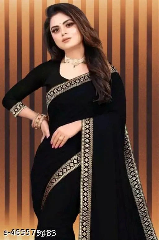 Lycra Blend Solid Saree for Women