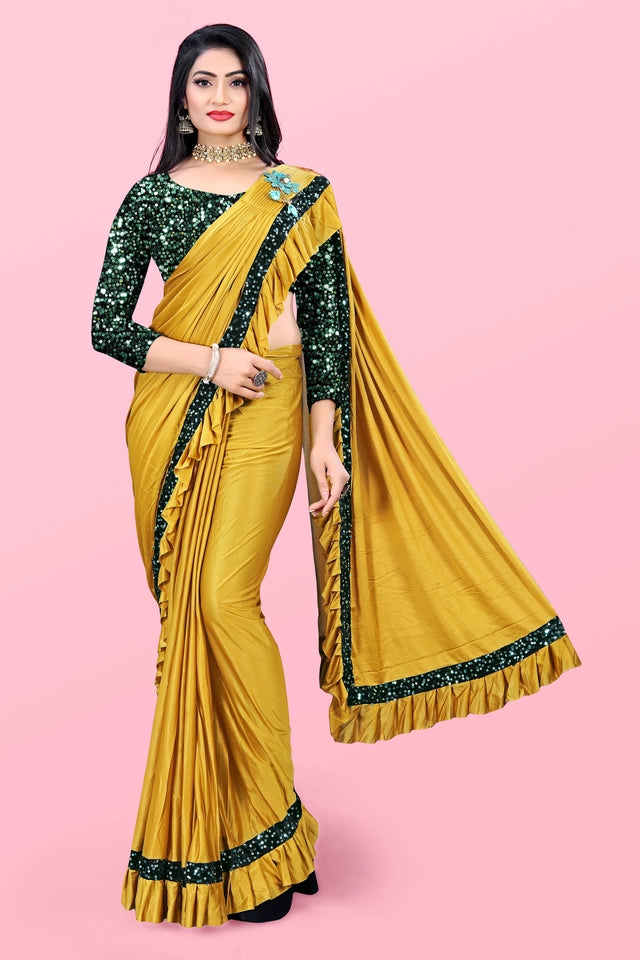 Lycra Blend Solid Saree for Women
