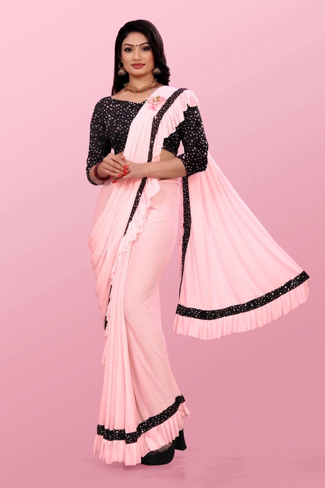 Lycra Blend Solid Saree for Women