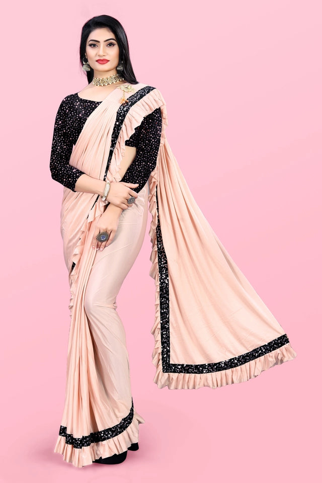 Lycra Blend Solid Saree for Women