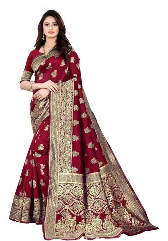 Jacquard Foil Printed Saree for Women