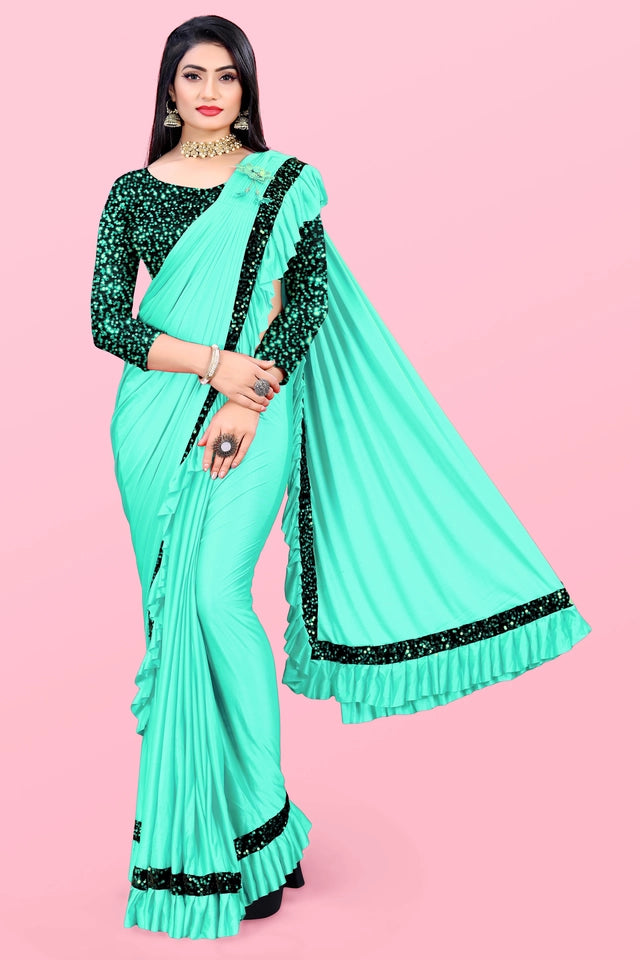 Lycra Blend Solid Saree for Women