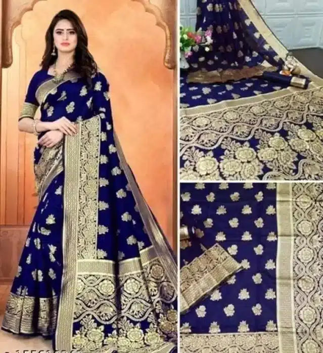 Jacquard Foil Printed Saree for Women