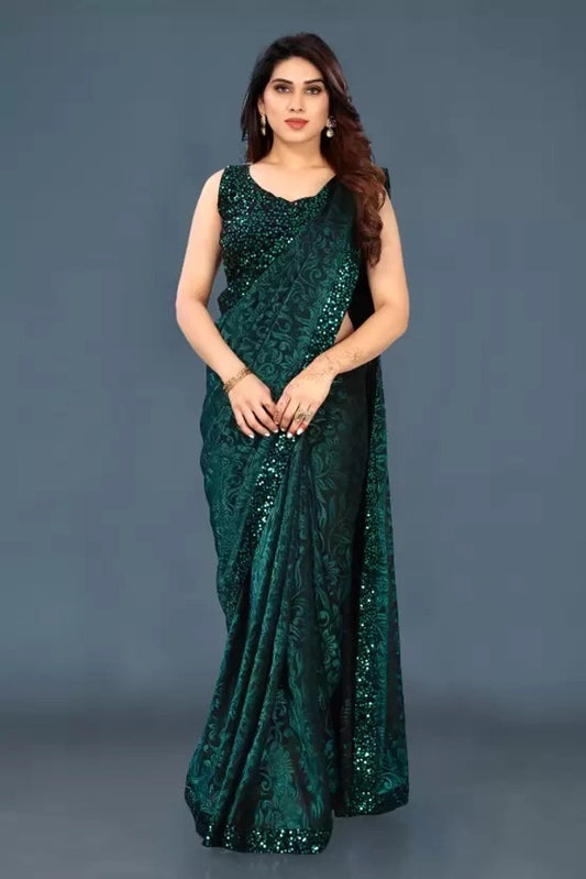 Lycra Blend Solid Saree for Women