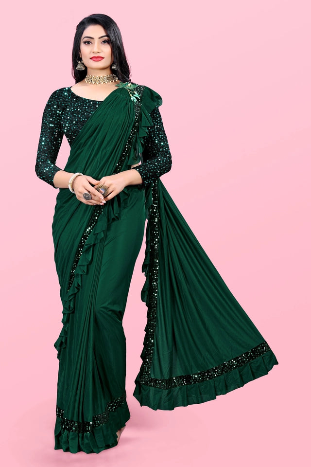 Lycra Blend Solid Saree for Women
