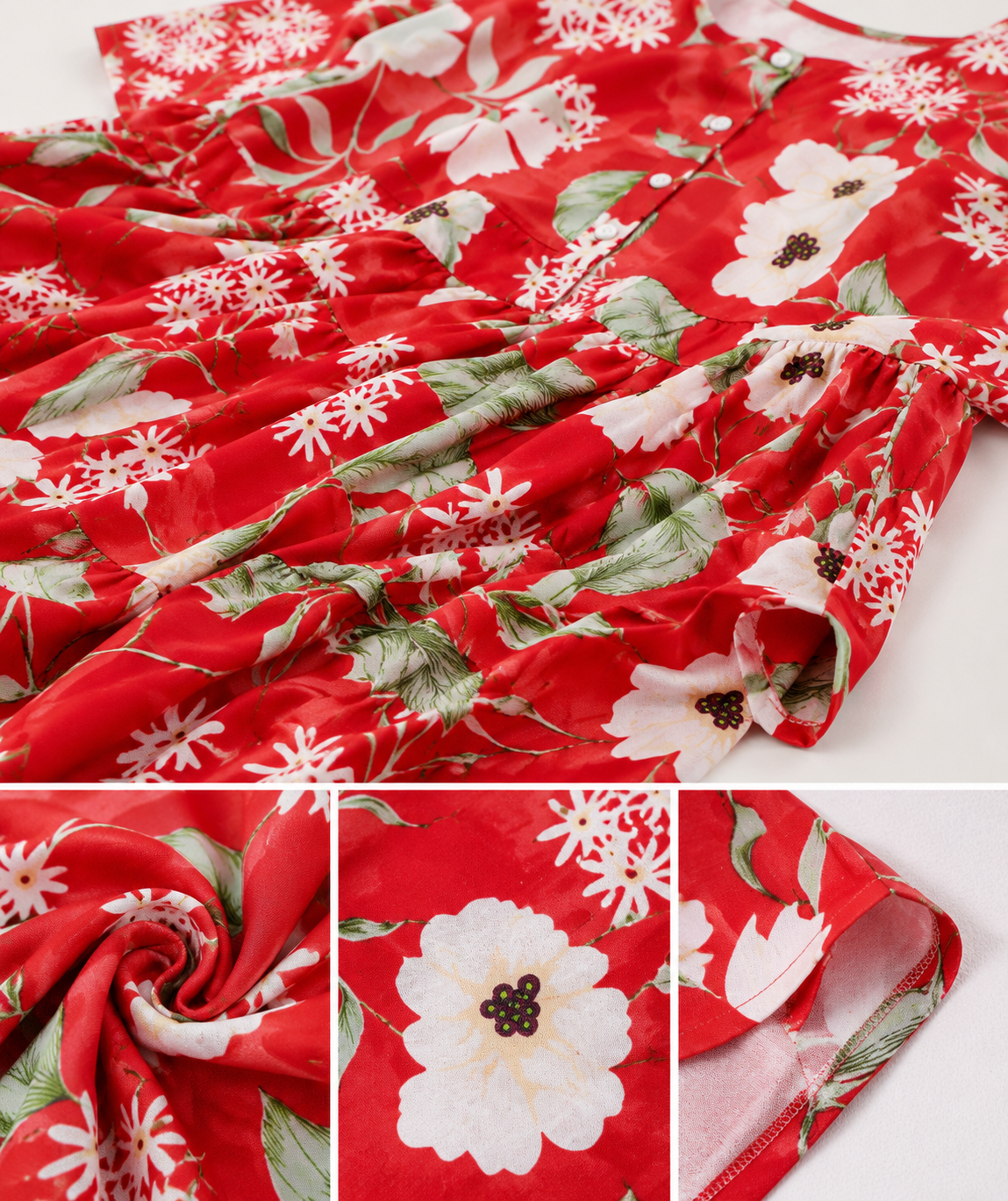 Red Floral Anarkali Kurti