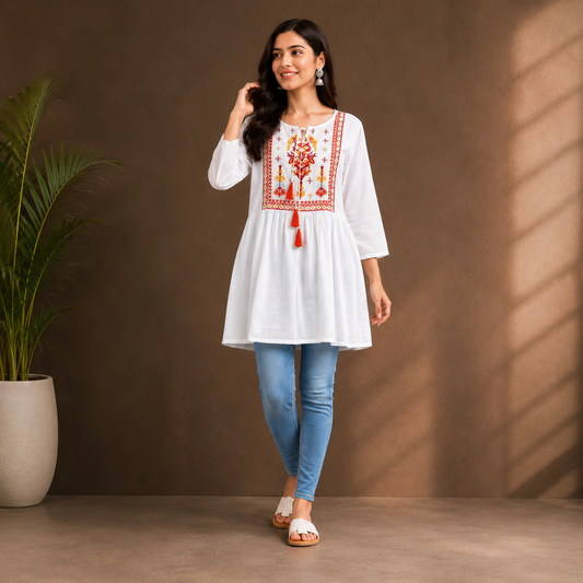 Stylish Embroidered Kurti Top