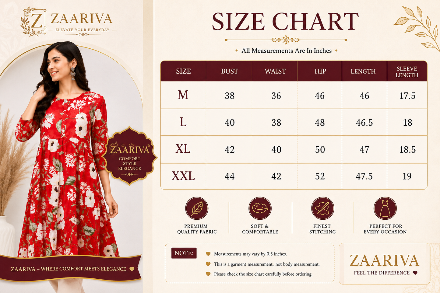 Red Floral Anarkali Kurti